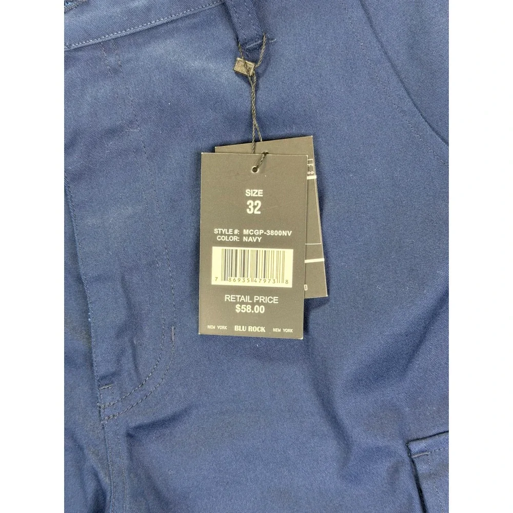 Blu Rock New‎ York Mens Navy Blue Stretch Cargo Pants Size 32 MCGP-3800NV NEW